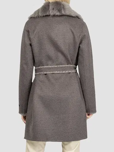 Gorski Women's Cashmere and Wool Stroller with Shearling Lamb Collar - Brown - Size Medium | Thumbnail 5