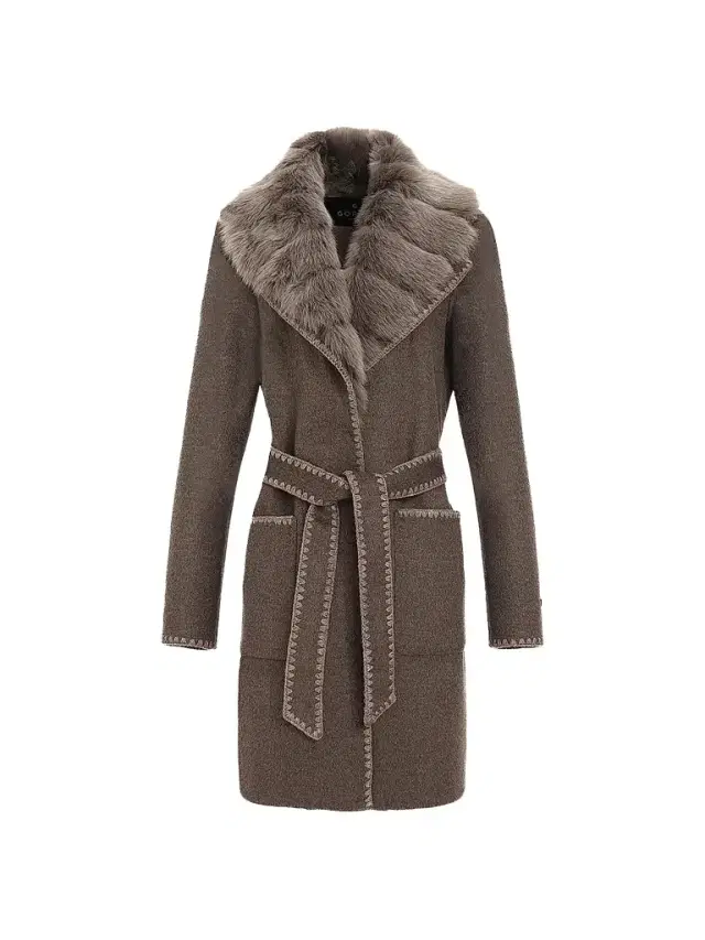 Gorski Women's Cashmere and Wool Stroller with Shearling Lamb Collar - Brown - Size Medium
