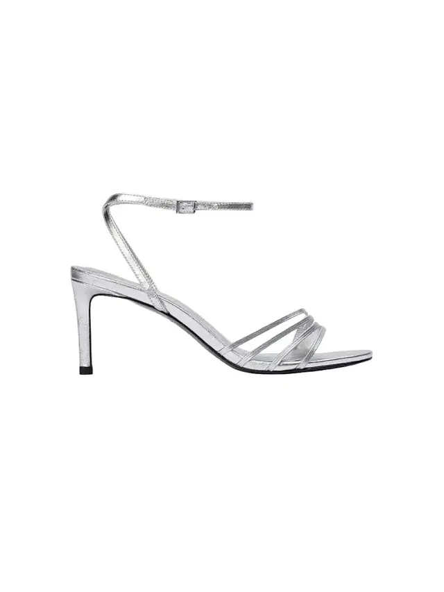 Black Suede Studio Women's Ella 70MM Metallic Sandals - Silver Metallic Leather