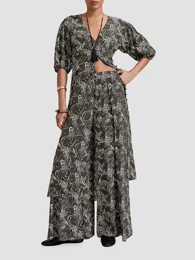 La Ligne Women's Crosby Pants - Taupe Floral | Thumbnail 2