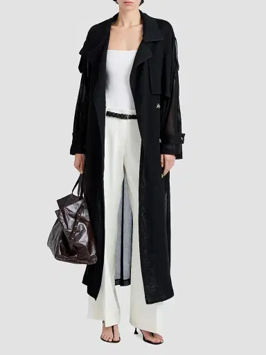 Proenza Schouler Women's Esha Sheer Wool Coat - Black | Thumbnail 2