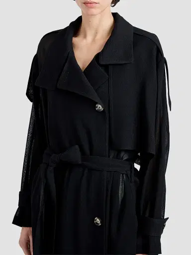 Proenza Schouler Women's Esha Sheer Wool Coat - Black | Thumbnail 4