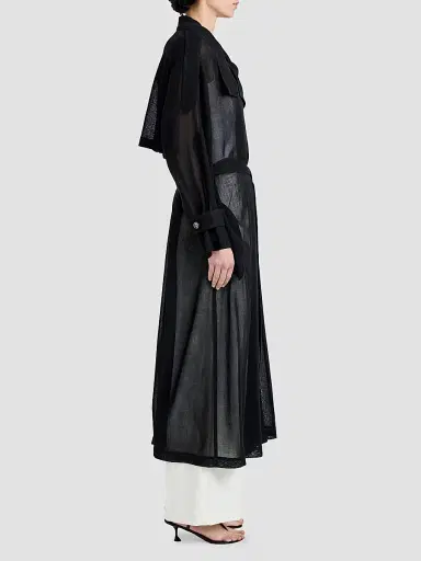 Proenza Schouler Women's Esha Sheer Wool Coat - Black | Thumbnail 5