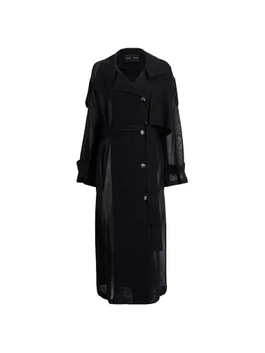 Proenza Schouler Women's Esha Sheer Wool Coat - Black | Thumbnail 1