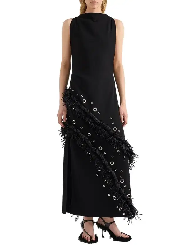 Proenza Schouler Women's Giovanna Fringe Grommet Maxi Dress - Black