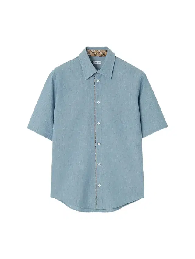 Burberry Men's Sam Check-Placket Short-Sleeve Shirt - Stoke Blue Melange