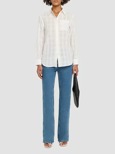 Burberry Women's Emma Check Cotton Shirt - Chalk White - Size 16 | Thumbnail 2