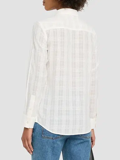 Burberry Women's Emma Check Cotton Shirt - Chalk White - Size 16 | Thumbnail 3