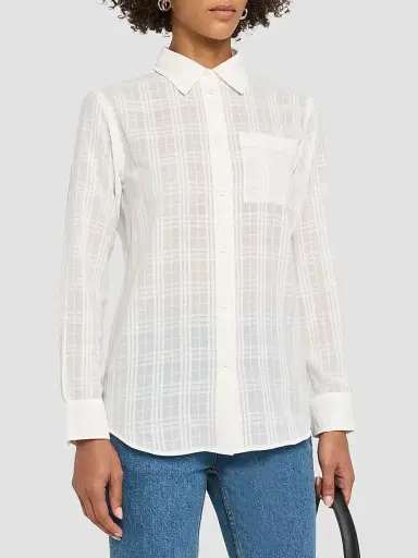 Burberry Women's Emma Check Cotton Shirt - Chalk White - Size 16 | Thumbnail 4