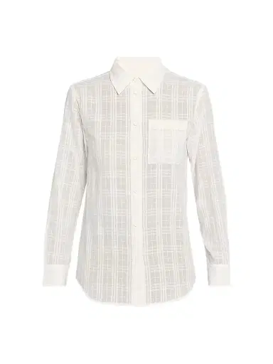 Burberry Women's Emma Check Cotton Shirt - Chalk White - Size 16 | Thumbnail 1