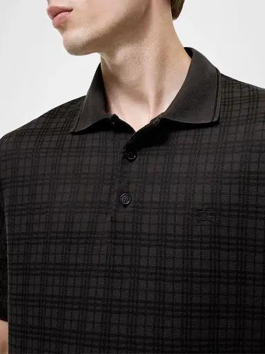 Burberry Men's Pelham Check Polo Shirt - Coal Grey Ip Check | Thumbnail 3