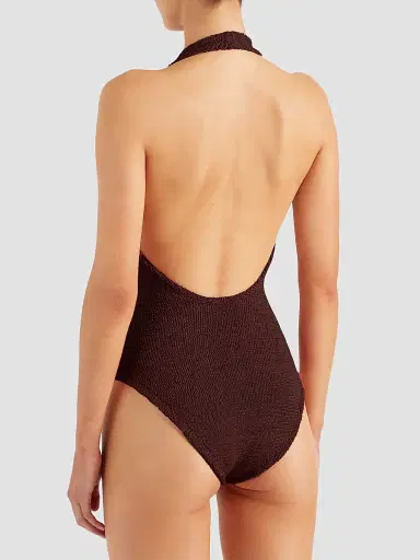Hunza G Women's Sandy Open-Back One-Piece Swimsuit - Metallic Chocolate | Thumbnail 4