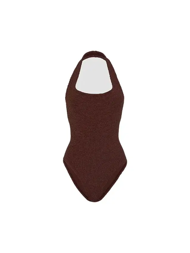 Women's Sandy Open-Back One-Piece Swimsuit - Metallic Chocolate