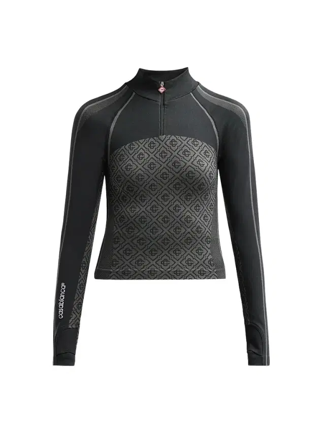 Casablanca Women's Seamless Monogram Zip Top - Grey