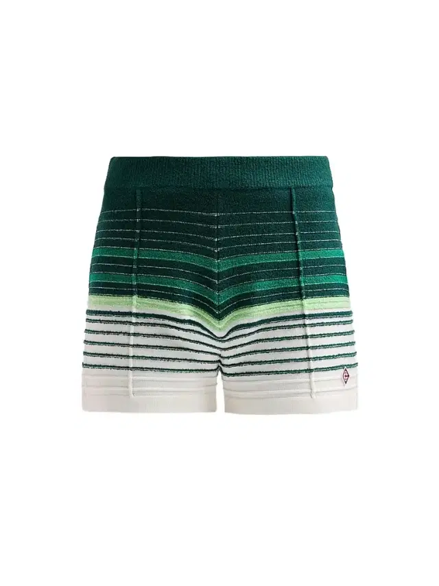 Casablanca Women's Bouclé Striped Cotton-Blend Shorts - White Green