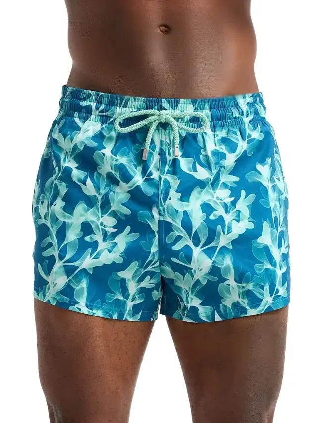 Vilebrequin Men's X-Ray Seaweed Stretch Swim Shorts - Crystal