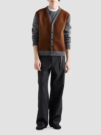 Prada Men's Wool Cardigan - Grey Brown | Thumbnail 2 Prada Men's Wool Cardigan - Grey Brown | Thumbnail 2