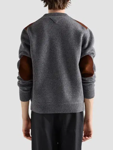 Prada Men's Wool Cardigan - Grey Brown | Thumbnail 4 Prada Men's Wool Cardigan - Grey Brown | Thumbnail 4