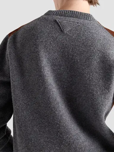 Prada Men's Wool Cardigan - Grey Brown | Thumbnail 5 Prada Men's Wool Cardigan - Grey Brown | Thumbnail 5
