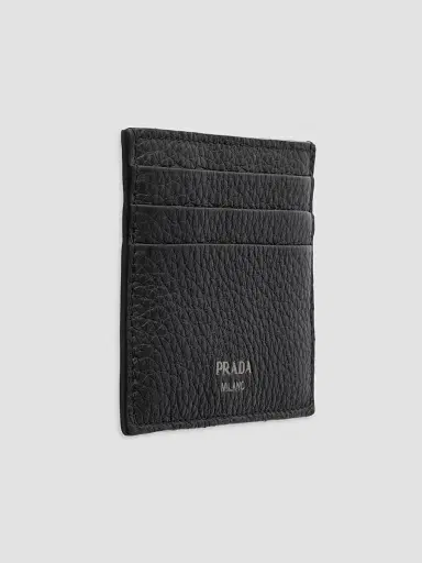 Prada Men's Leather Card Holder - Black | Thumbnail 2 Prada Men's Leather Card Holder - Black | Thumbnail 2