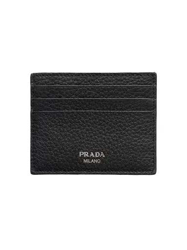 Prada Men's Leather Card Holder - Black | Thumbnail 1 Prada Men's Leather Card Holder - Black | Thumbnail 1