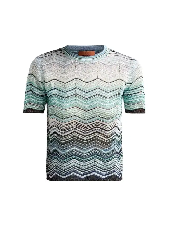 Missoni Women's Chevron Crewneck Knit Top - Turquoise Tones