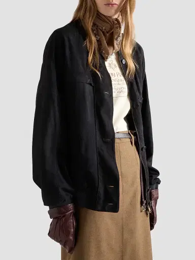 Prada Women's Suede Blouson Jacket | Thumbnail 3 Prada Women's Suede Blouson Jacket | Thumbnail 3