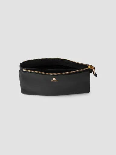 Prada Women's Leather Zipper Pouch - Black | Thumbnail 2
