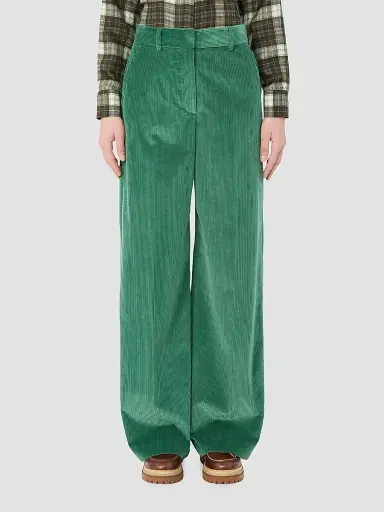 Weekend Max Mara Women's Cotton Velvet Trousers - Green | Thumbnail 2