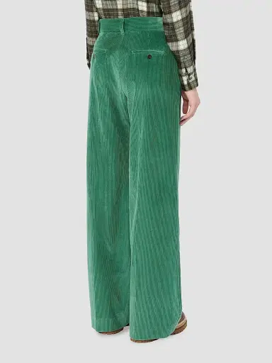 Weekend Max Mara Women's Cotton Velvet Trousers - Green | Thumbnail 3