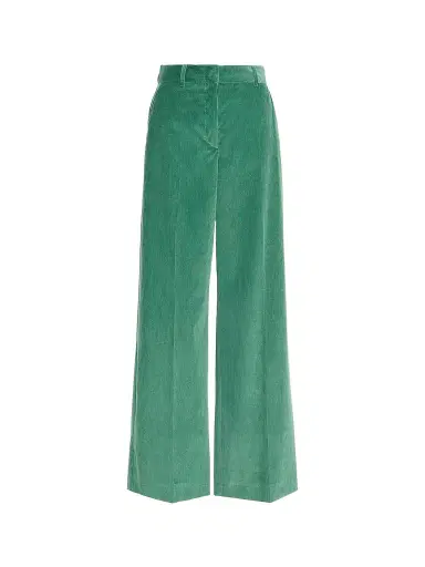 Weekend Max Mara Women's Cotton Velvet Trousers - Green | Thumbnail 1