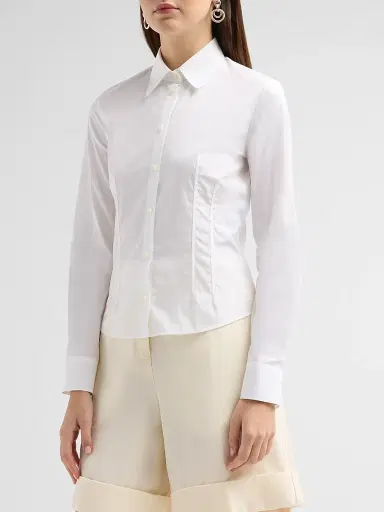 Jil Sander Women's Slim-Fit Cotton Poplin Shirt - Optic White | Thumbnail 4 Jil Sander Women's Slim-Fit Cotton Poplin Shirt - Optic White | Thumbnail 4