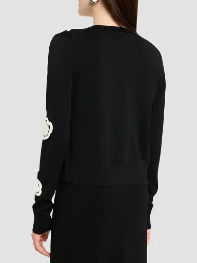 Lela Rose Women's Crochet Appliqué Knit Cardigan - Black - Size XL | Thumbnail 3 Lela Rose Women's Crochet Appliqué Knit Cardigan - Black - Size XL | Thumbnail 3