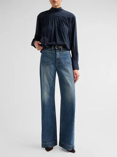A.L.C. Women's Danielle Silk Blouse - Evening Blue | Thumbnail 2 A.L.C. Women's Danielle Silk Blouse - Evening Blue | Thumbnail 2