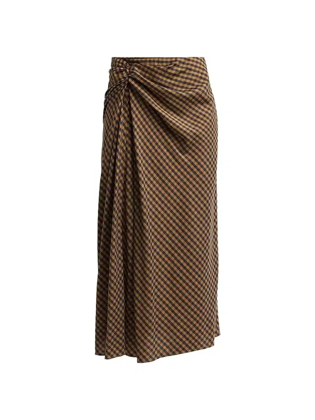 A.L.C. Women's Jean Gingham Midi Skirt - Pecan Navy