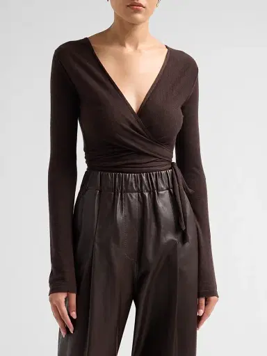 A.L.C. Women's Emma Wrap Sweater - Ganache | Thumbnail 4 A.L.C. Women's Emma Wrap Sweater - Ganache | Thumbnail 4