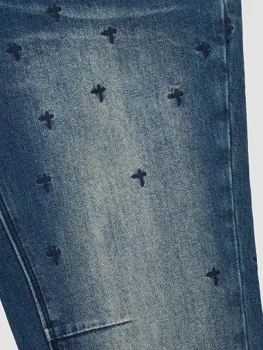 RTA Men's Curva Ultra Bryant Cross-Stitch Skinny Jeans - Coastal Rinse Allover Cross | Thumbnail 3