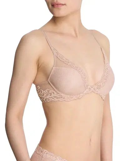 Natori Women's Feathers Plunge T-Shirt Bra - Rose Beige Lace Pink Pearl - Size 34DDD | Thumbnail 2