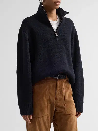 Nili Lotan Women's Axel Wool Vareuse Sweater - Dark Navy | Thumbnail 4 Nili Lotan Women's Axel Wool Vareuse Sweater - Dark Navy | Thumbnail 4