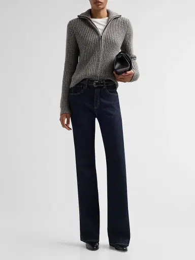 Nili Lotan Women's Arlen Wool-Camelhair Blend Cardigan - Medium Grey Melange | Thumbnail 2 Nili Lotan Women's Arlen Wool-Camelhair Blend Cardigan - Medium Grey Melange | Thumbnail 2