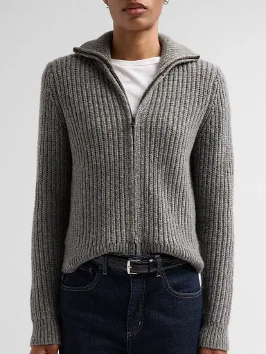 Nili Lotan Women's Arlen Wool-Camelhair Blend Cardigan - Medium Grey Melange | Thumbnail 5 Nili Lotan Women's Arlen Wool-Camelhair Blend Cardigan - Medium Grey Melange | Thumbnail 5