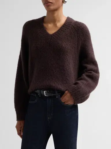 Nili Lotan Women's Isley Cashmere Sweater - Dark Brown | Thumbnail 4 Nili Lotan Women's Isley Cashmere Sweater - Dark Brown | Thumbnail 4