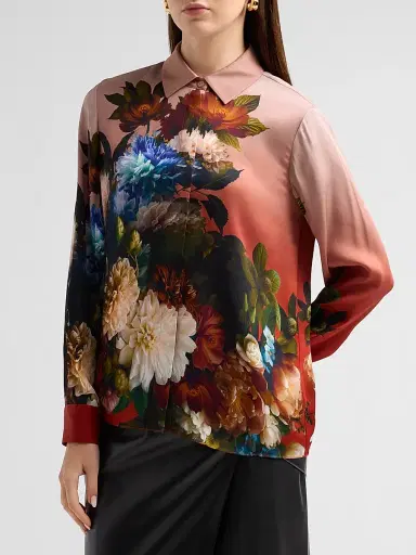 Elie Tahari Women's Shae Floral Silk-Blend Blouse - Mystical Forest Print | Thumbnail 4