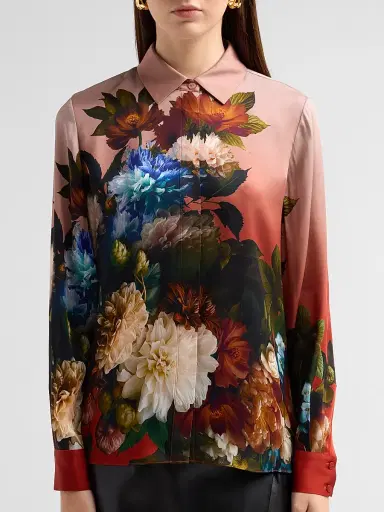 Elie Tahari Women's Shae Floral Silk-Blend Blouse - Mystical Forest Print | Thumbnail 5