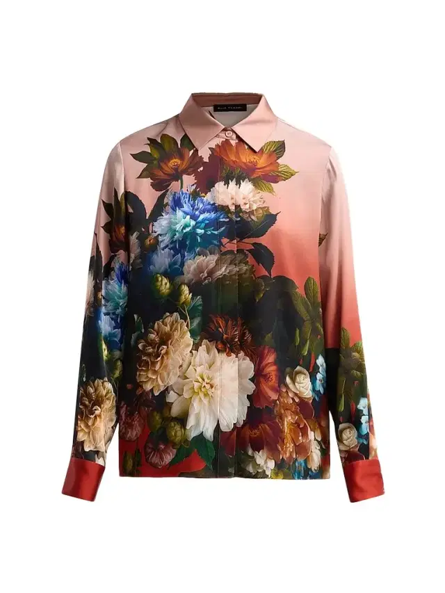 Elie Tahari Women's Shae Floral Silk-Blend Blouse - Mystical Forest Print
