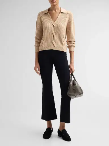 Elie Tahari Women's Marjorie Waffle & Cable-Knit Sweater - Vicuna | Thumbnail 2