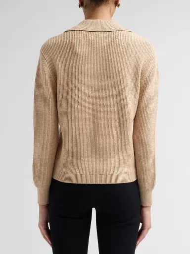 Elie Tahari Women's Marjorie Waffle & Cable-Knit Sweater - Vicuna | Thumbnail 3