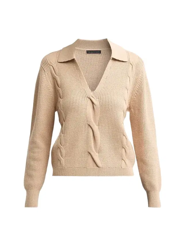 Elie Tahari Women's Marjorie Waffle & Cable-Knit Sweater - Vicuna