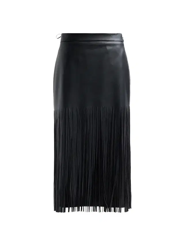 Elie Tahari Women's Kaia Faux-Leather Fringed Midi-Skirt - Noir