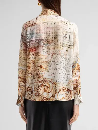 Elie Tahari Women's Madeline Printed Silk-Blend Button-Front Blouse - Dream Map Print | Thumbnail 3 Elie Tahari Women's Madeline Printed Silk-Blend Button-Front Blouse - Dream Map Print | Thumbnail 3